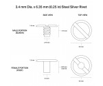 3.4 mm x 6.35 mm Silver Small Rivet